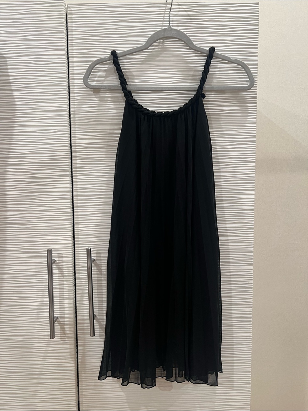 Soprano Black Chiffon Dress with Braided Detail